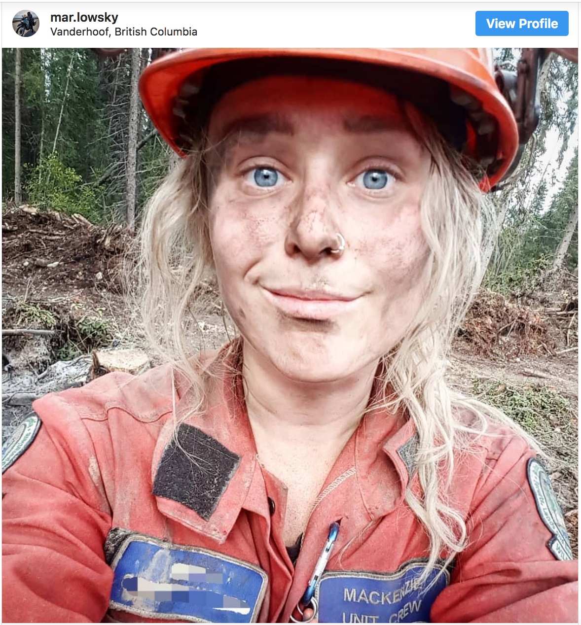 The firefighter Mary Schidlowsky who caught the fire tornado on video.