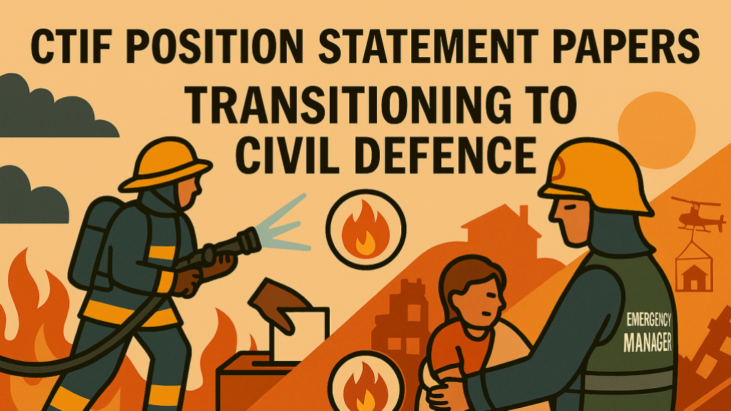 CTIF transitioning to civil defence. From an idea by Bjorn Ulfsson / CTIF, executed by MS CoPilot.