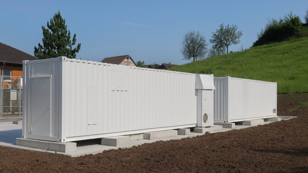 Illustration Credit: Wikipedia Creative Commons License. A large battery storage power station with a capacity of 6.24 MWh and an output of 5 megawatts (Tesvolt TPS-E).   Source: Rheineck, Author: Kecko from Eastern Switzerland